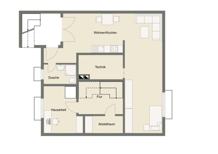 Kellergeschoss mit Einliegerwohnung